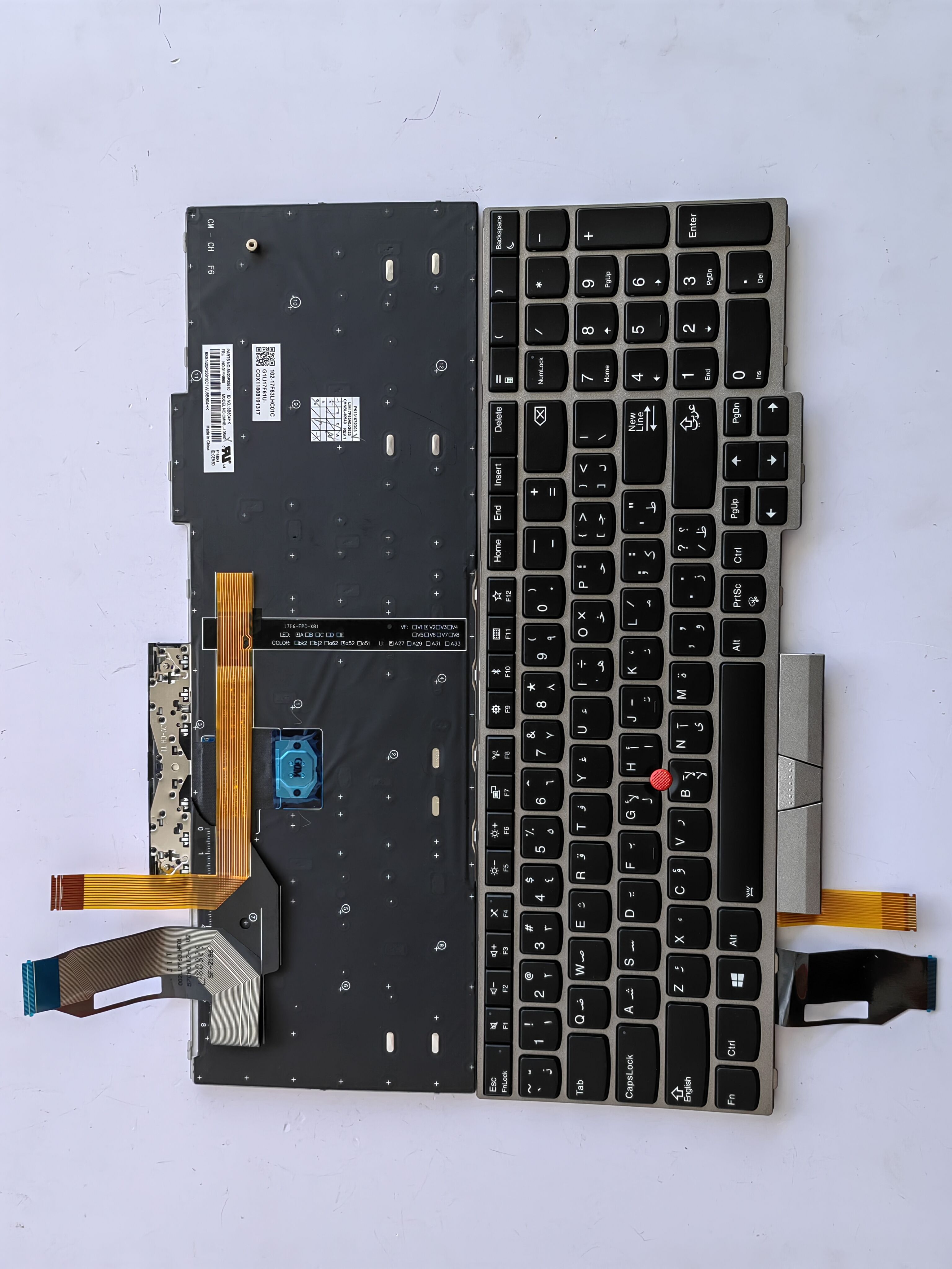 Picture of New Replacement Laptop Keyboard For IBM E580 silver left and right buttons/E585/E590/T580S/L590/L580/P52/P53 SILVER Frame BLACK With point Backlit (OEM) AR Layout